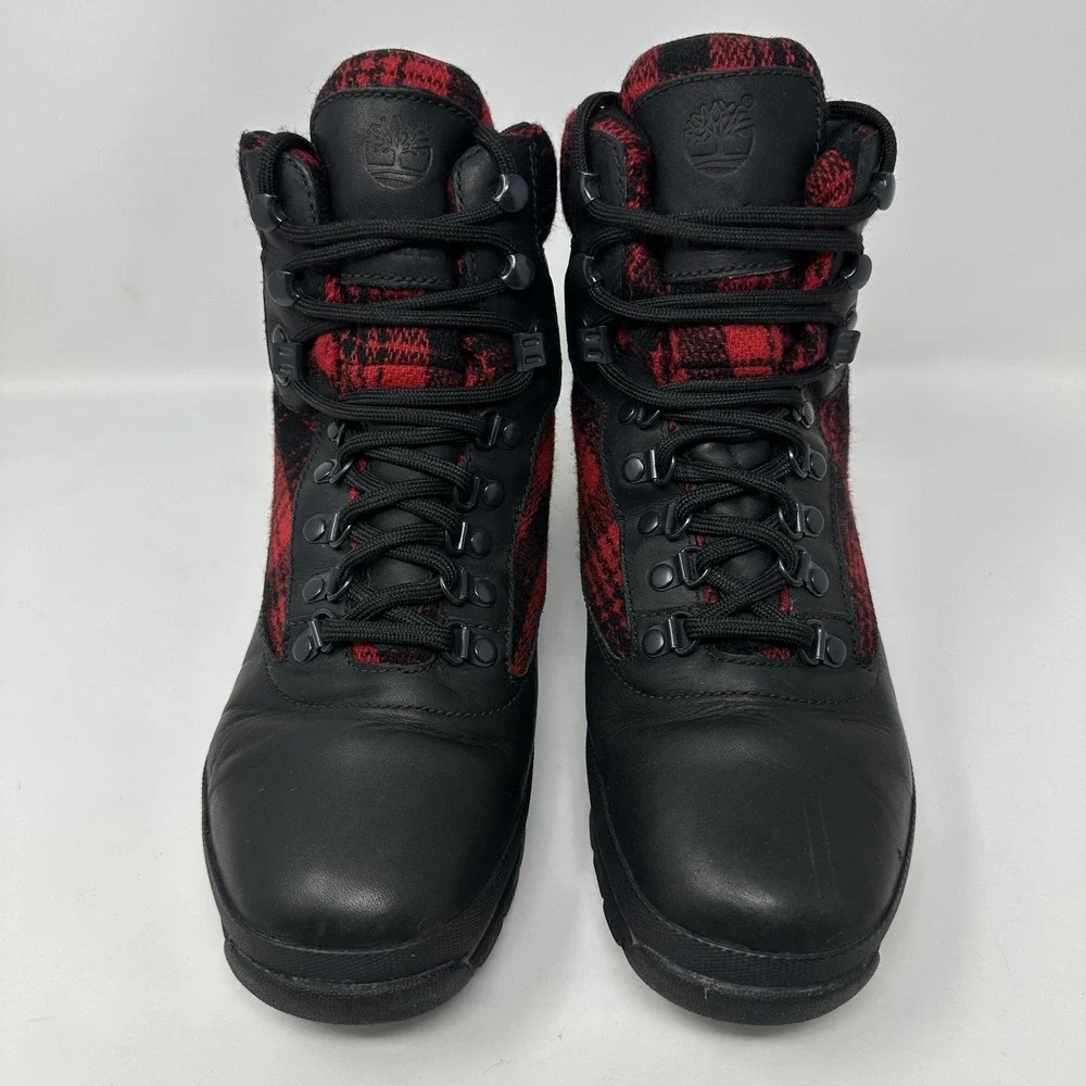 Timberland‎ Woolrich Wool Buffalo Plaid Euro Hiker Boots Mens Size 9 Leather